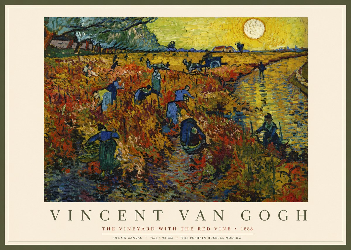 Van Gogh The Vineyard with the Red Vine No2 - Affiche