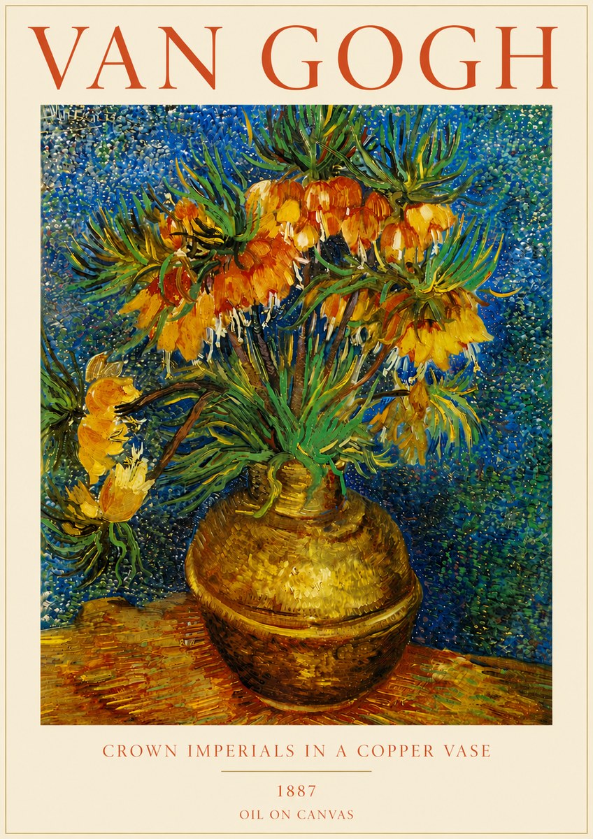 Van Gogh Crown Imperials in a Copper Vase No5 - Affiche