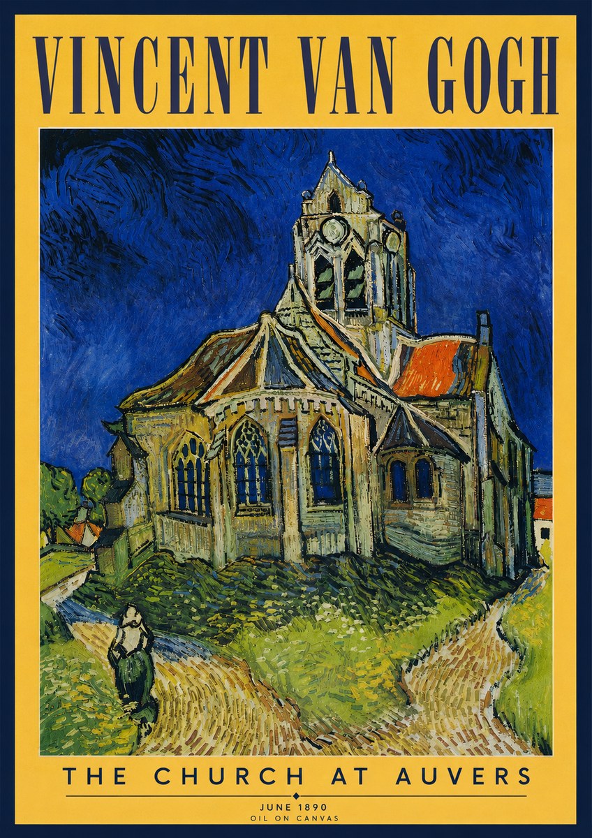 Van Gogh The Church at Auvers II No3 - Affiche