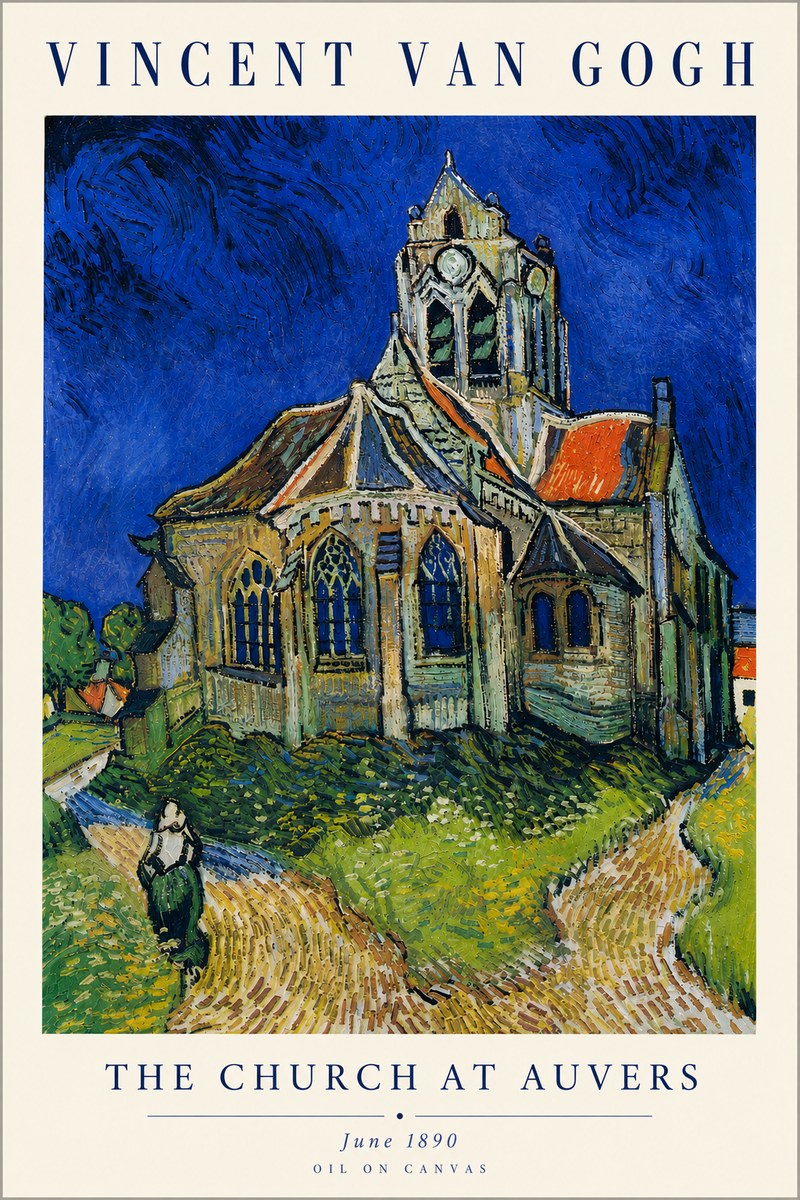 Van Gogh The Church at Auvers II No4 - Affiche
