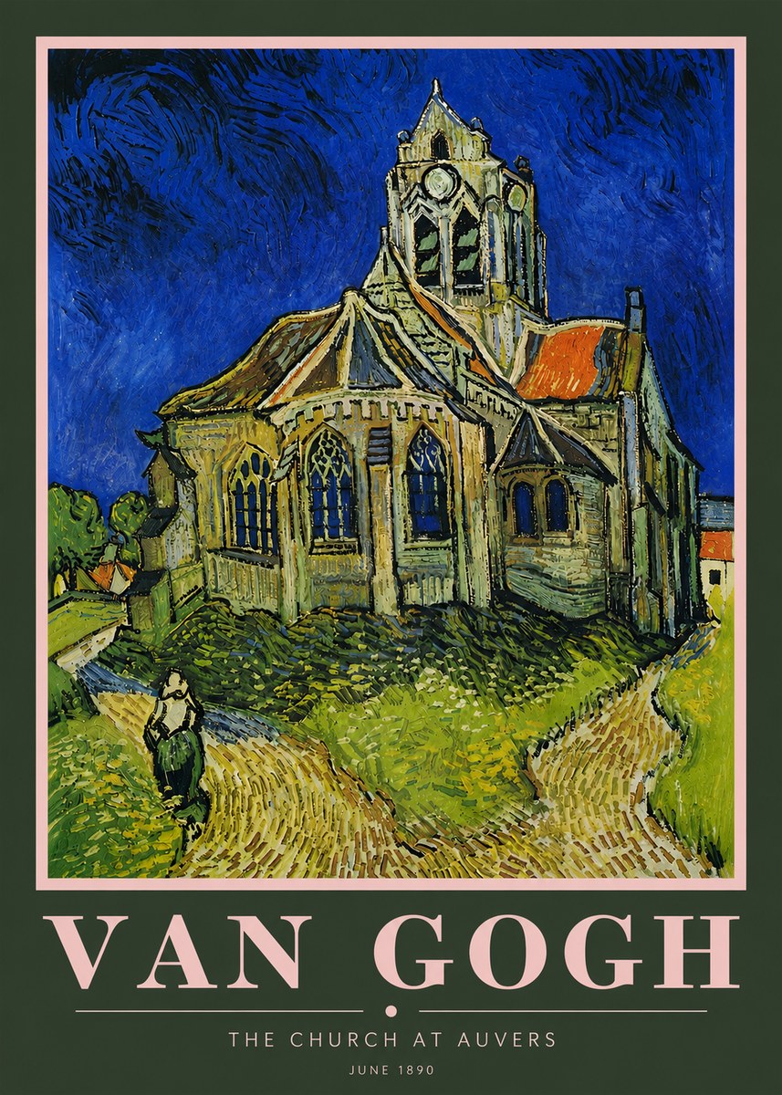 Van Gogh The Church at Auvers II No5 - Affiche