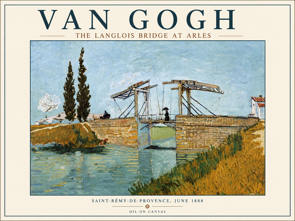 Van Gogh The Langlois Bridge at Arles No5 - Affiche