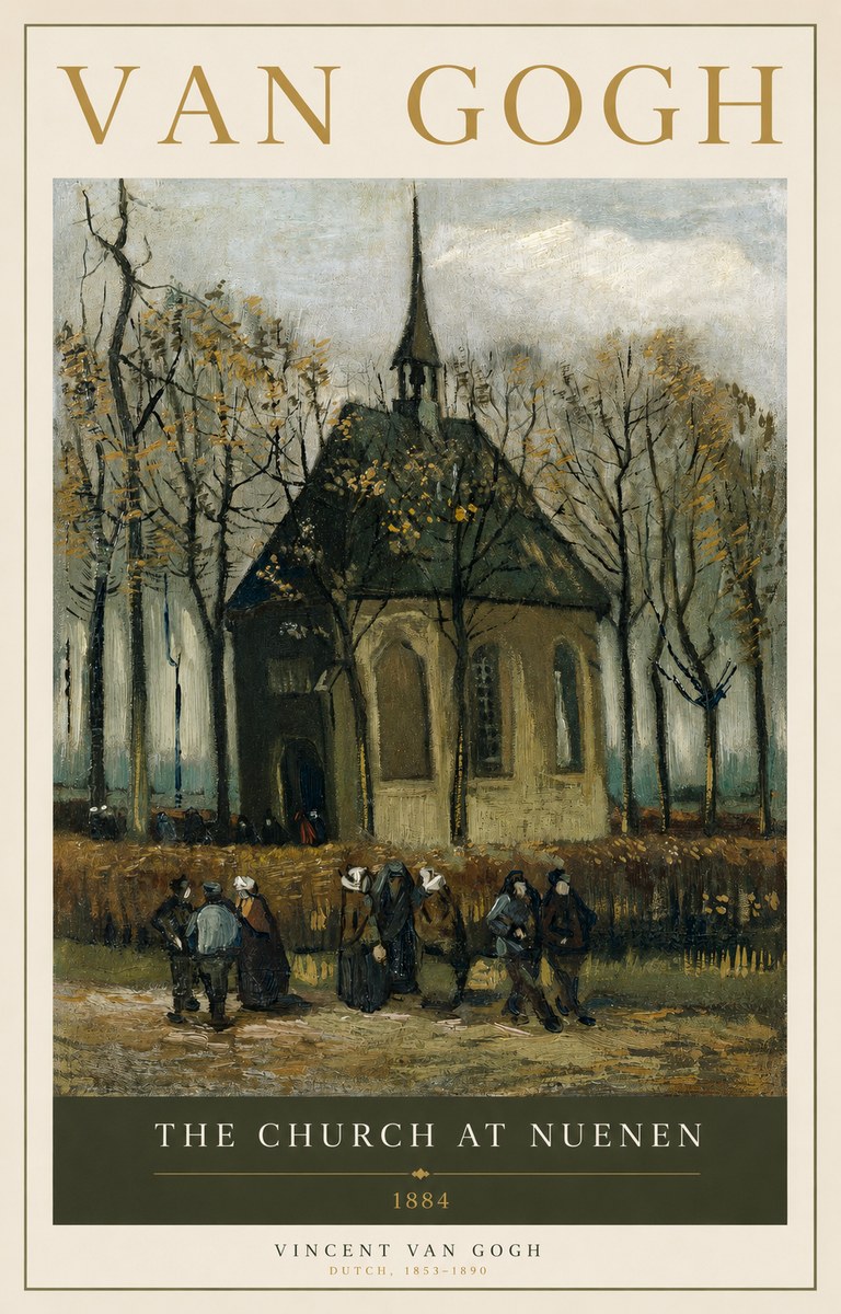 Van Gogh The Church at Nuenen No2 - Affiche