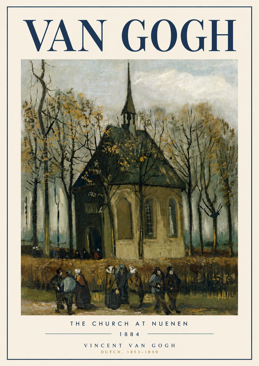 Van Gogh The Church at Nuenen No5 - Affiche