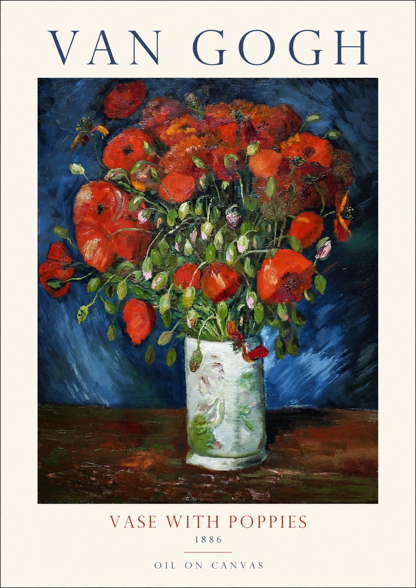 Van Gogh Vase with Poppies No1 - Affiche