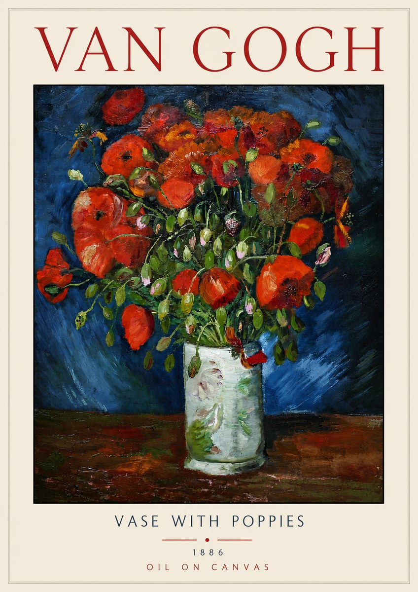 Van Gogh Vase with Poppies No4 - Affiche