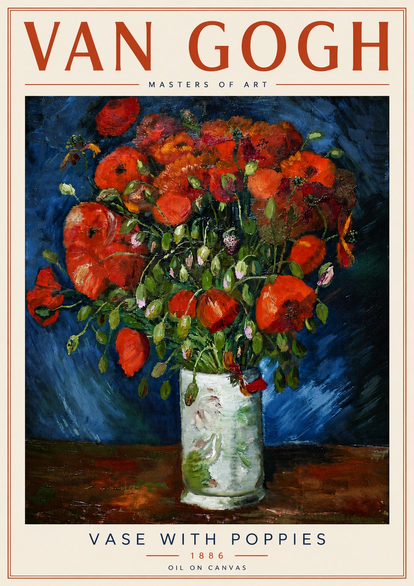 Van Gogh Vase with Poppies No6 - Affiche