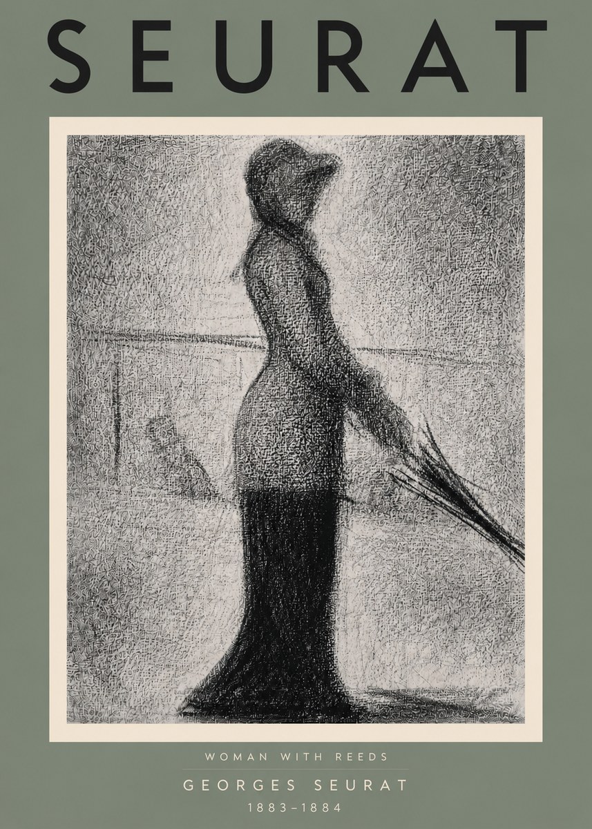 Seurat Woman with Reeds No4 - Affiche