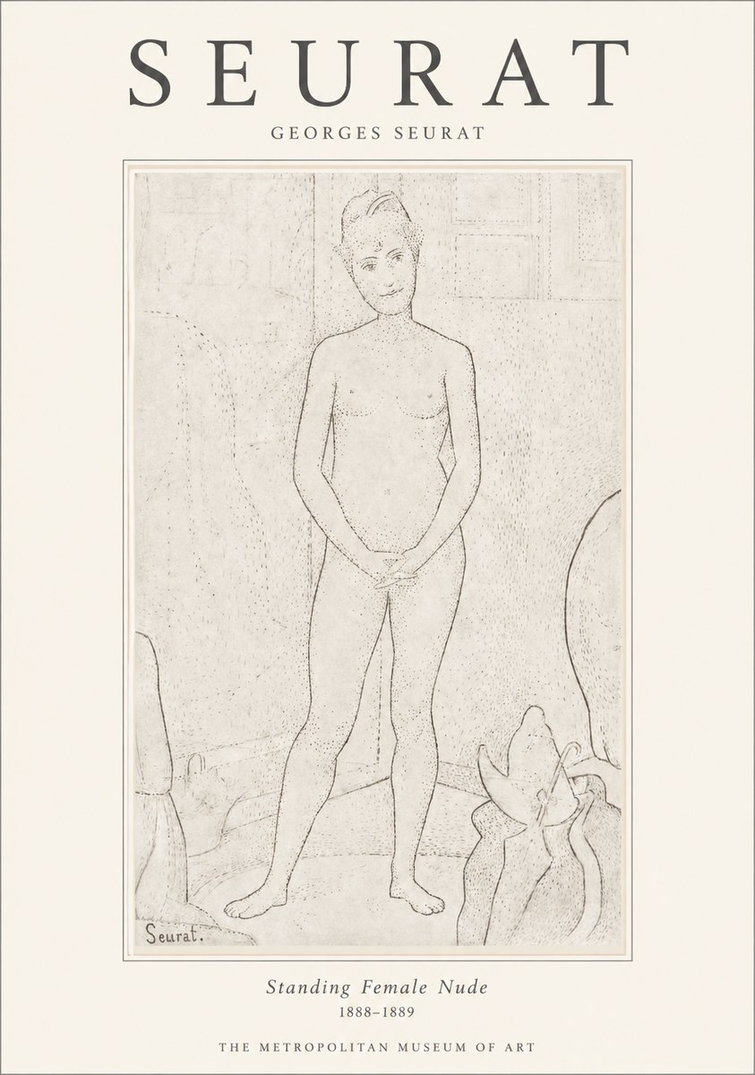Seurat Standing Female Nude No1 - Affiche