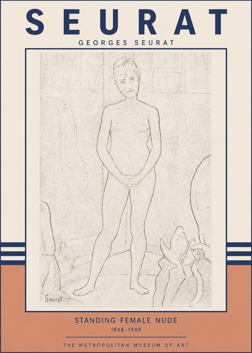Seurat Standing Female Nude No3 - Affiche