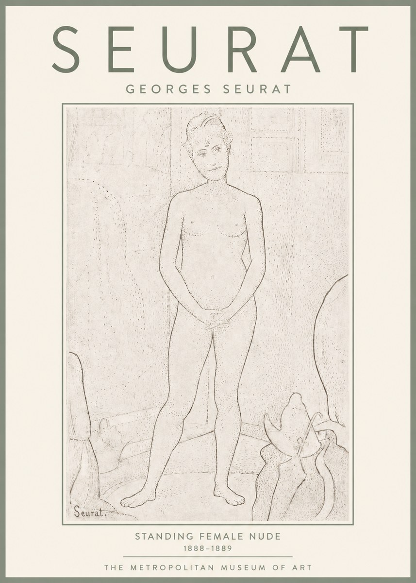 Seurat Standing Female Nude No4 - Affiche