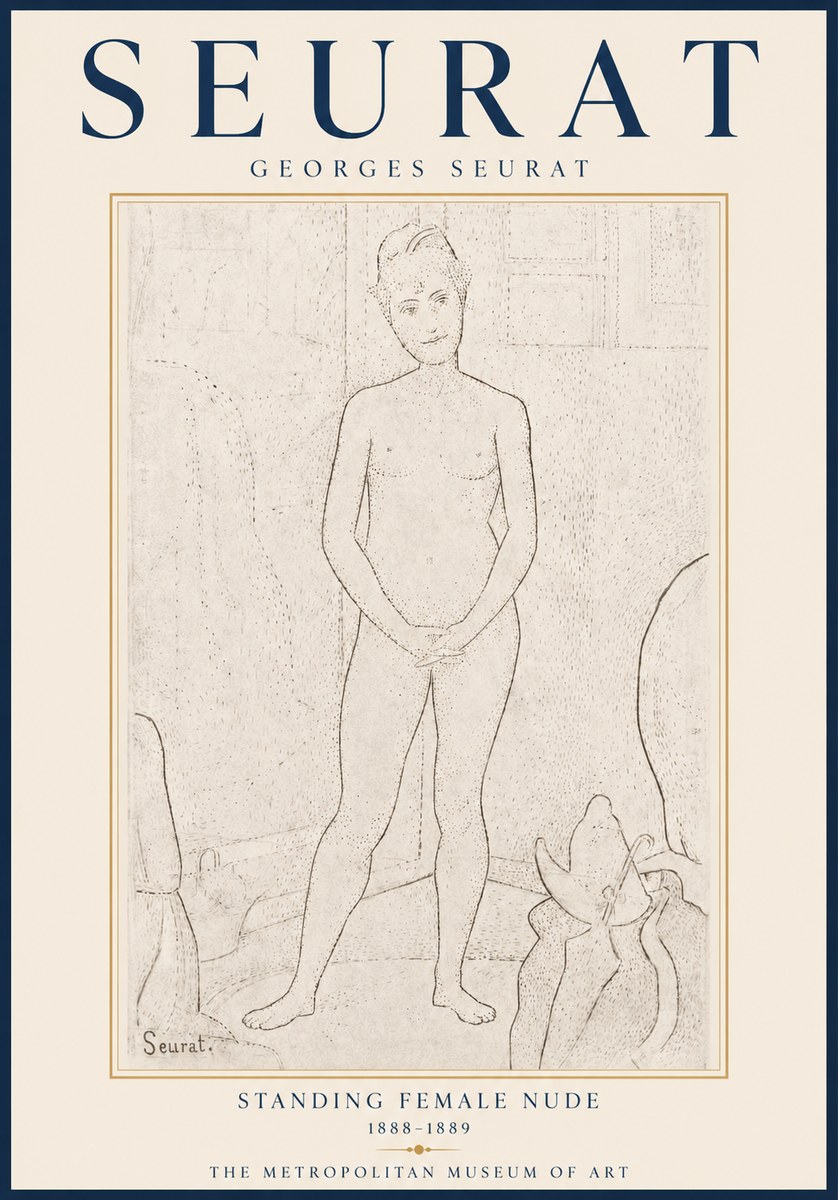 Seurat Standing Female Nude No6 - Affiche