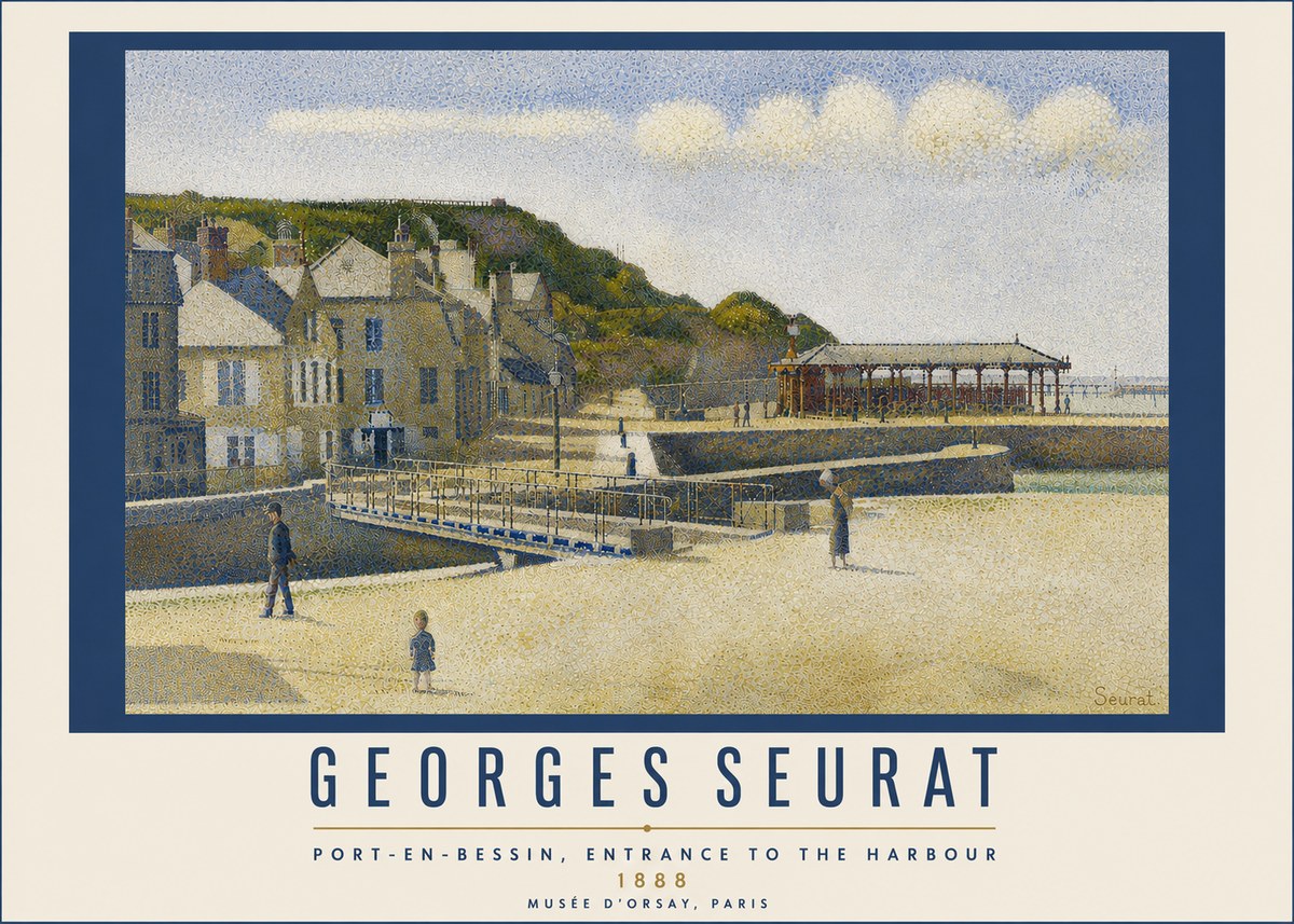Seurat Port-en-bessin, Entrance to the Harbour, 1888 No5 - Affiche