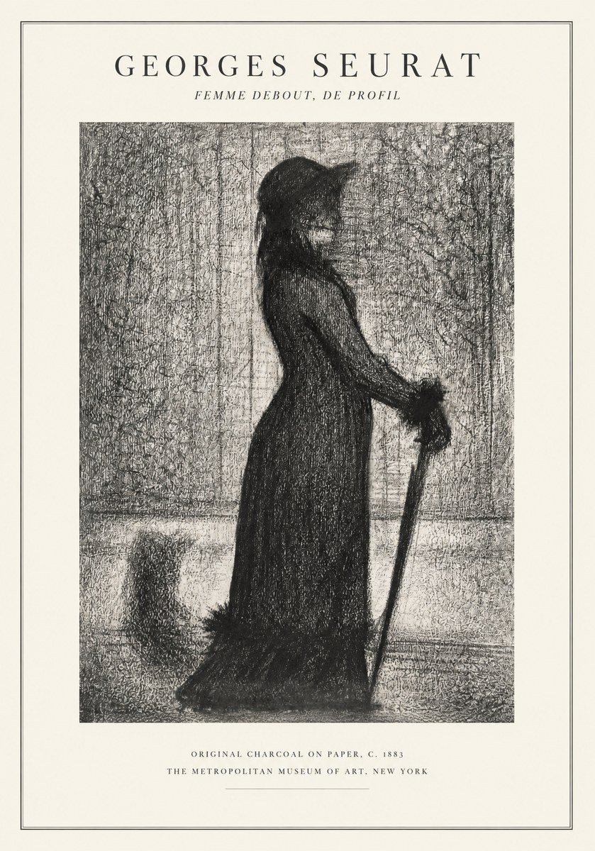 Seurat Femme Debout, De Profil No1 - Affiche