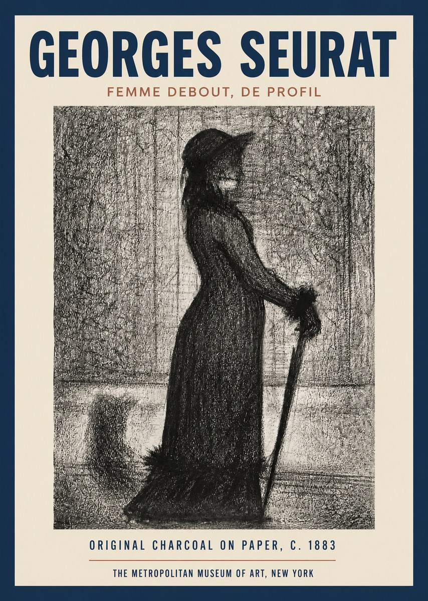 Seurat Femme Debout, De Profil No2 - Affiche