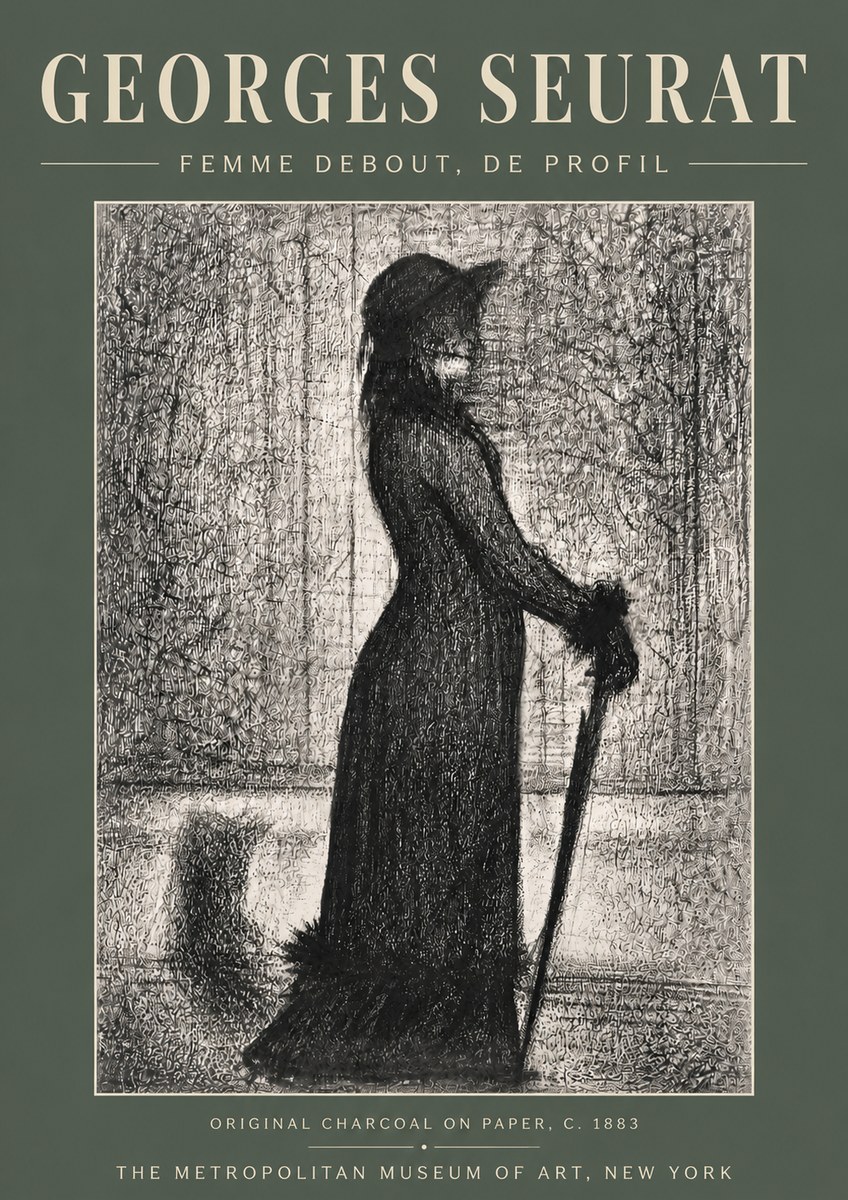 Seurat Femme Debout, De Profil No5 - Affiche
