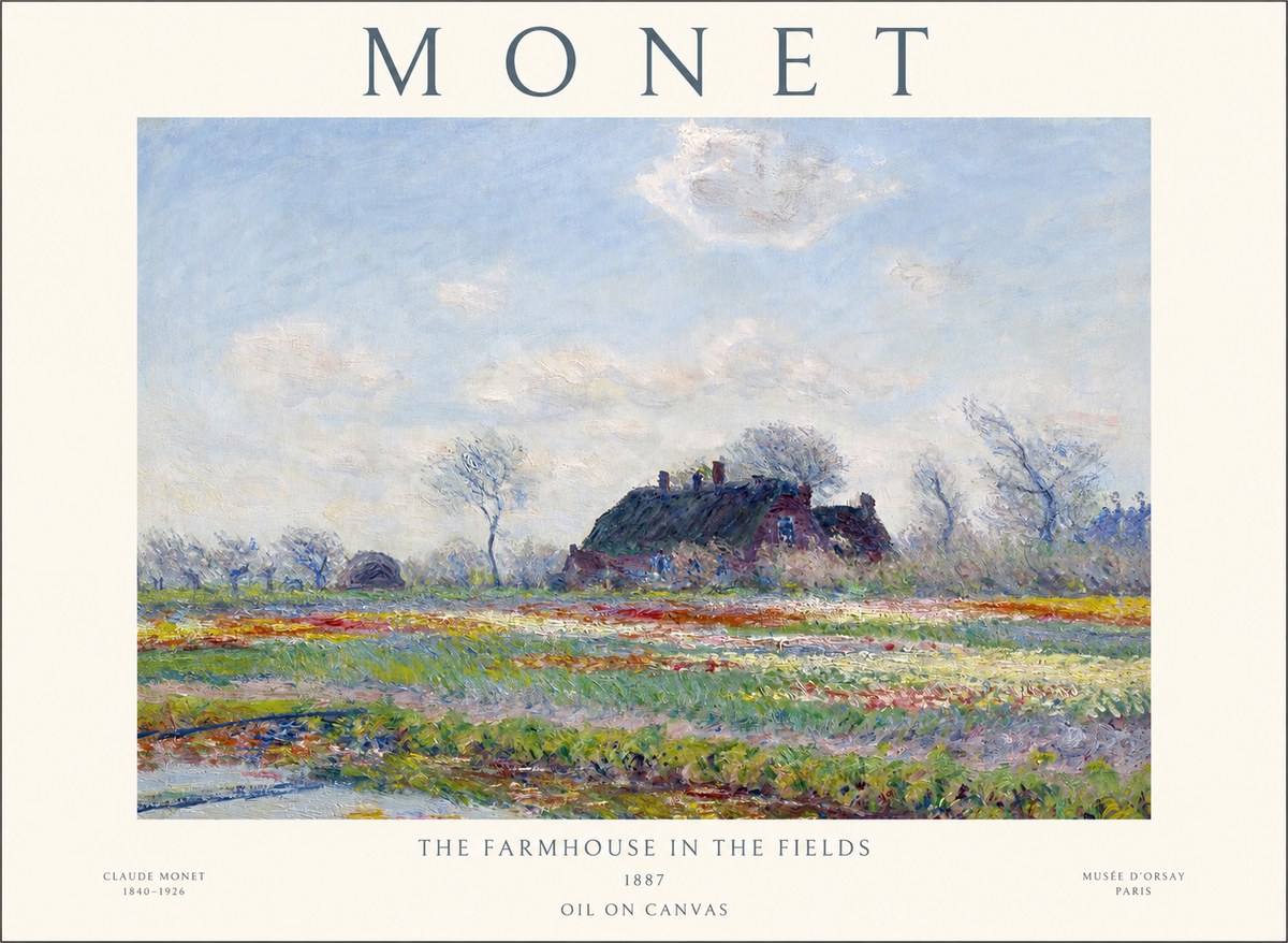 Monet The Farmhouse in the Fields No1 - Affiche