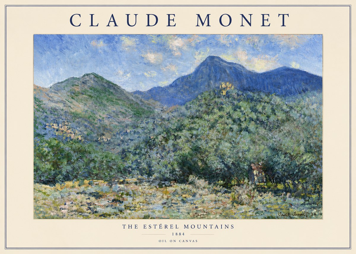 Monet The Estérel Mountains No5 - Affiche