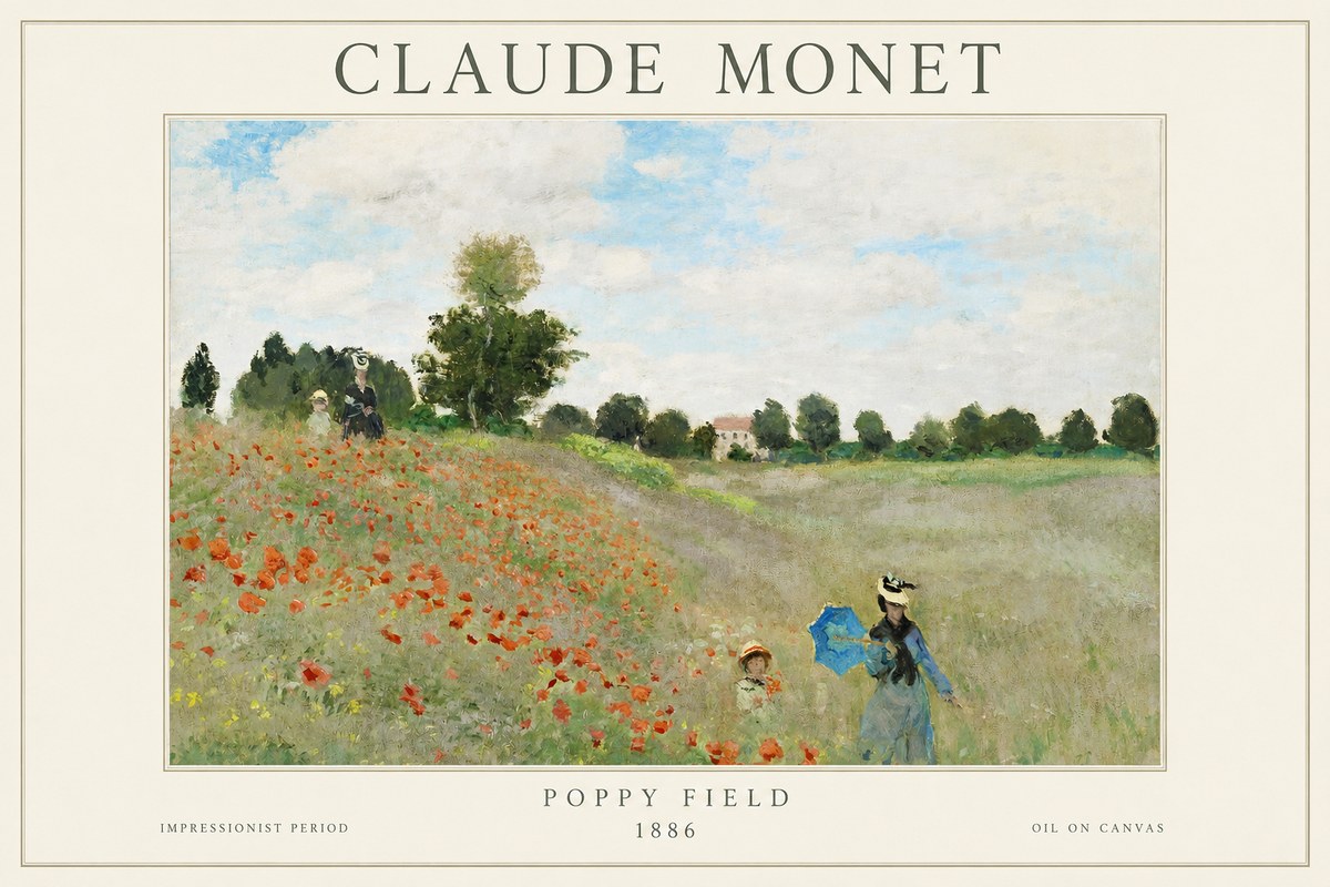 Monet Poppy Field No1 - Affiche