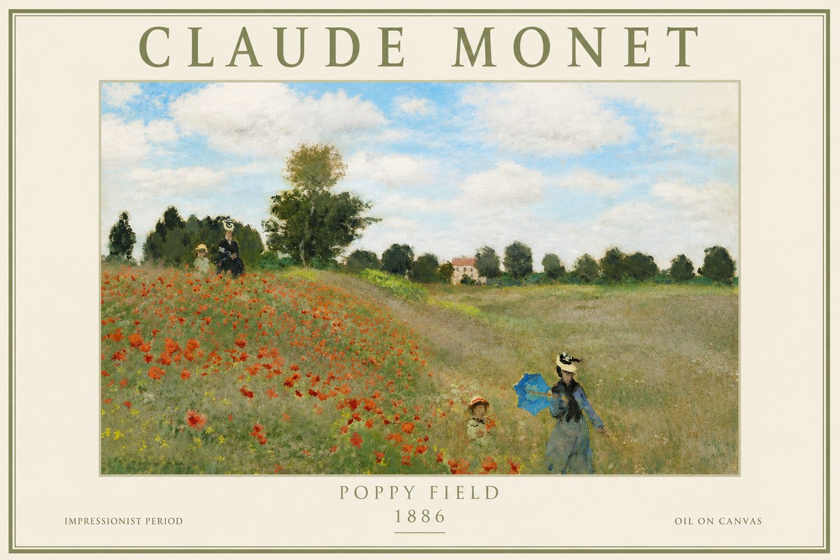 Monet Poppy Field No4 - Affiche