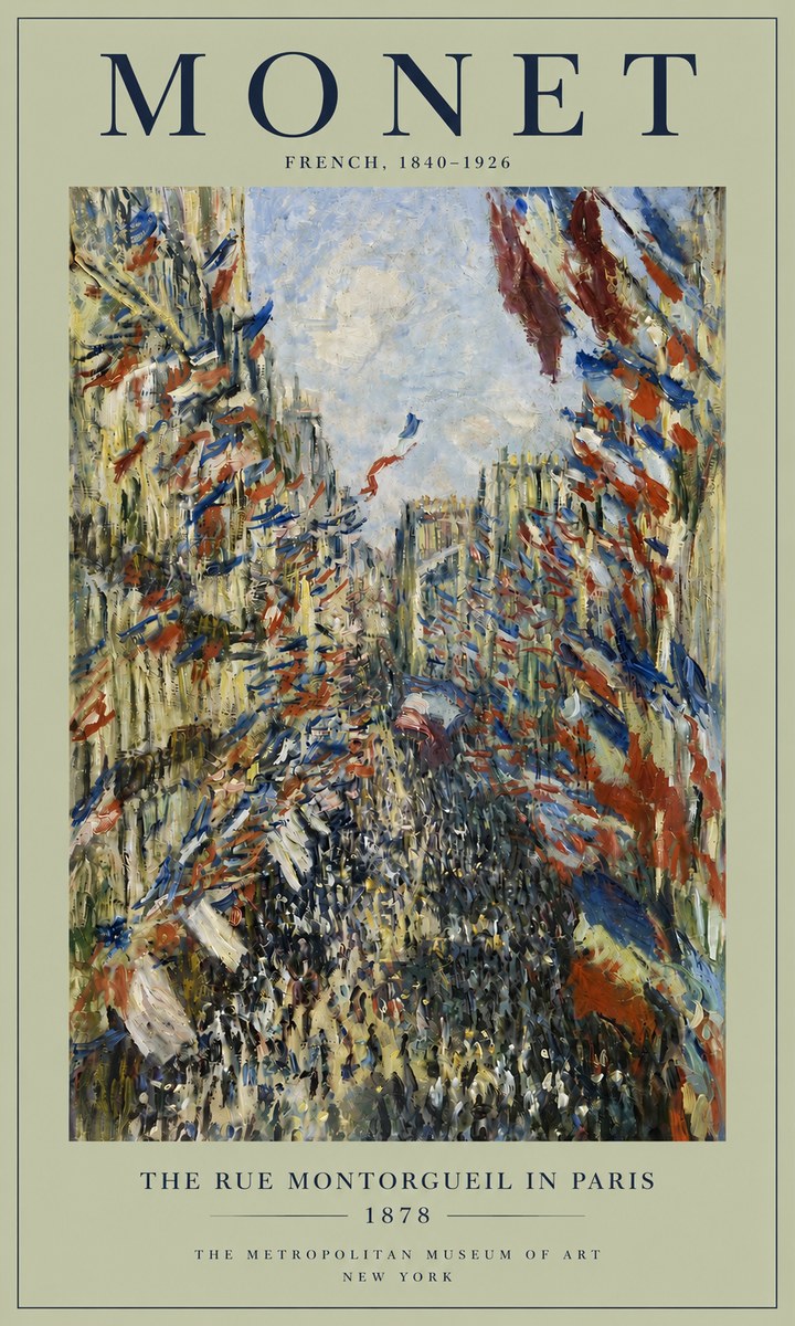 Monet The Rue Montorgueil in Paris No4 - Affiche