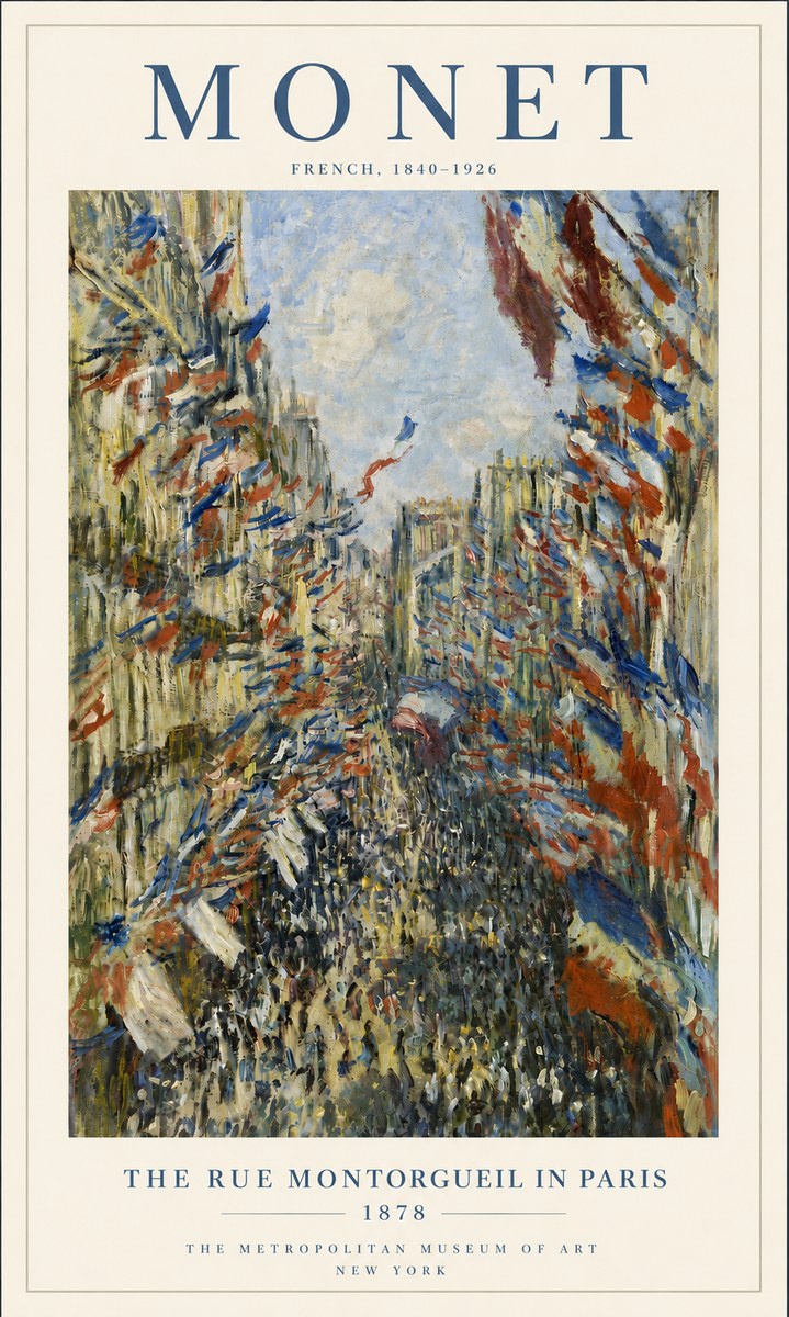 Monet The Rue Montorgueil in Paris No5 - Affiche