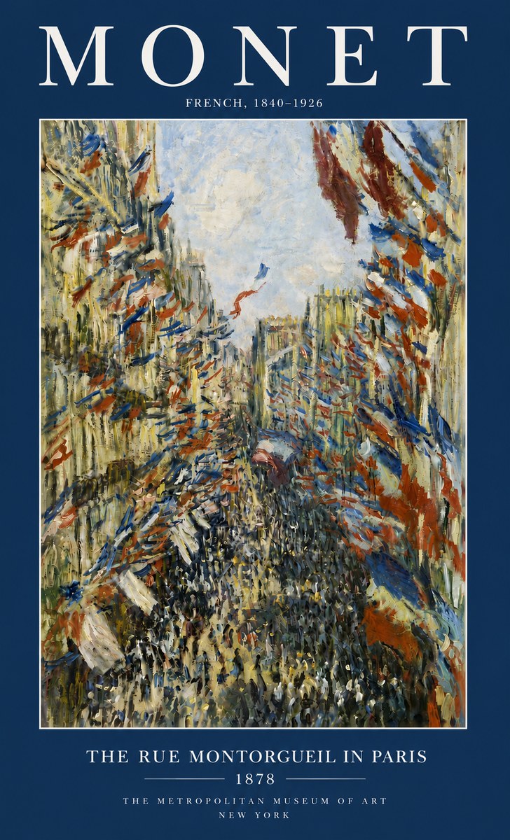 Monet The Rue Montorgueil in Paris No6 - Affiche