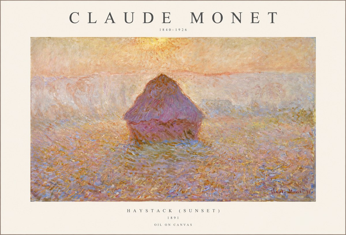 Monet Haystack (Sunset) No1 - Affiche