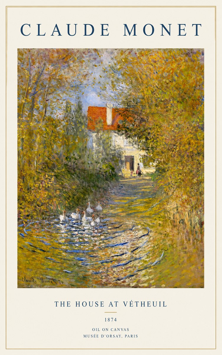 Monet The House at Vétheuil No1 - Affiche