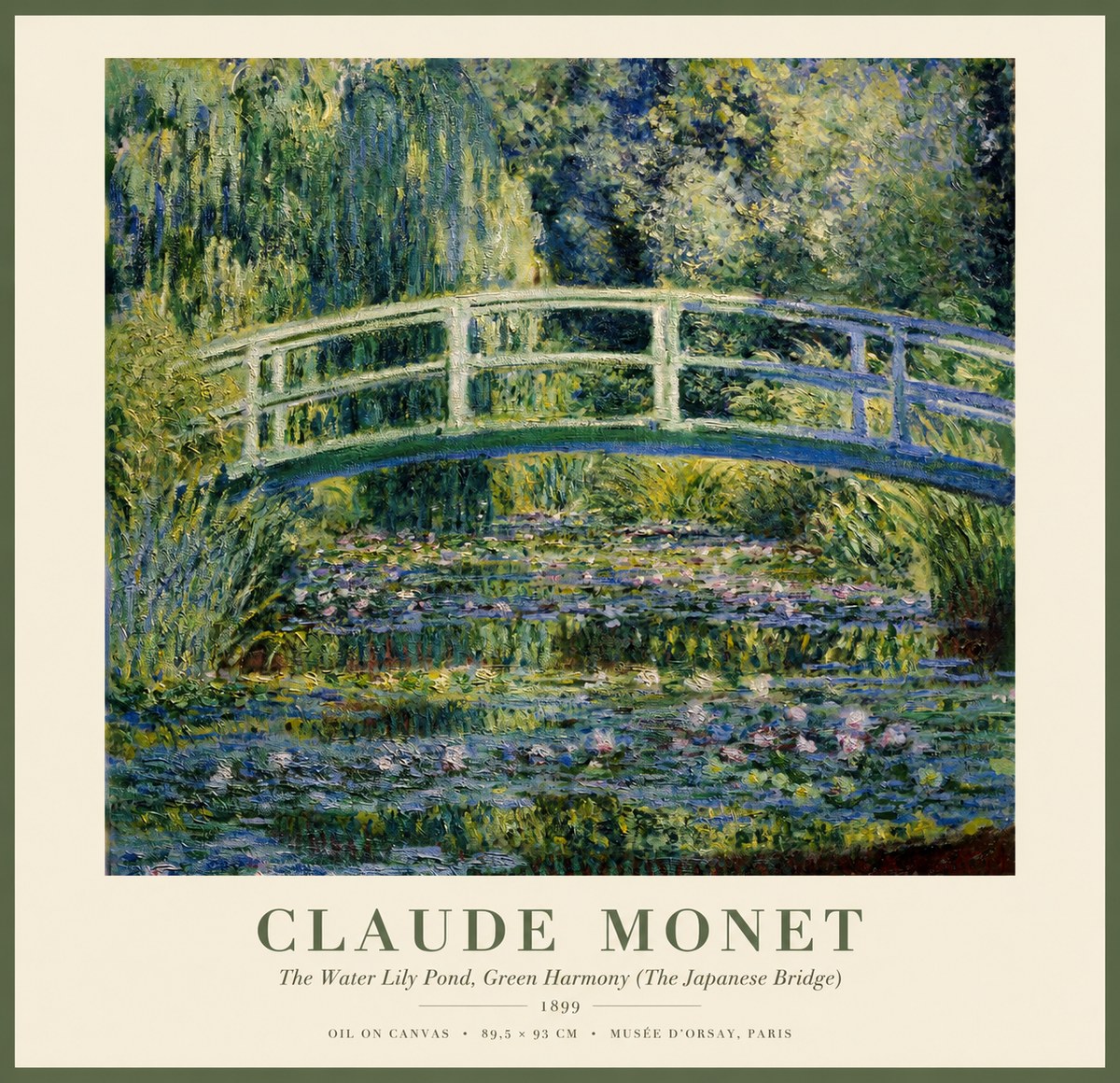 Monet The Water Lily Pond, Green Harmony (the Japanese Bridge) No1 - Affiche