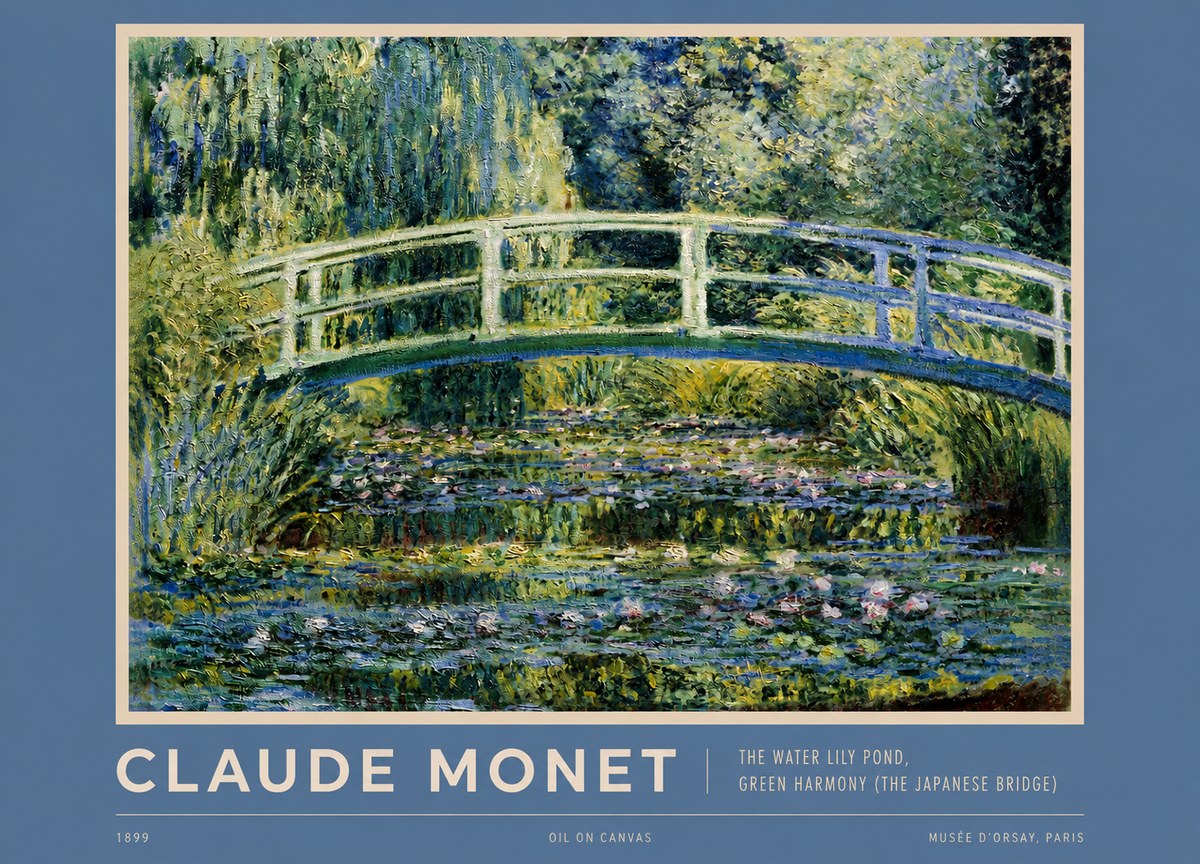 Monet The Water Lily Pond, Green Harmony (the Japanese Bridge) No2 - Affiche