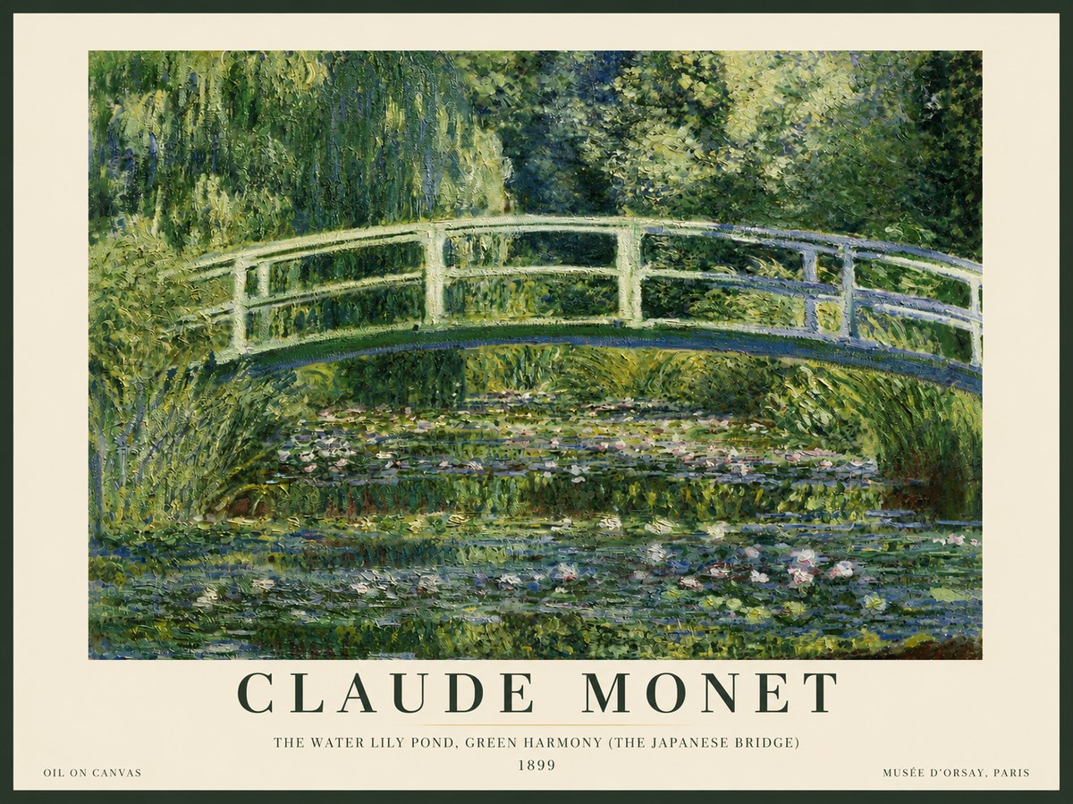 Monet The Water Lily Pond, Green Harmony (the Japanese Bridge) No3 - Affiche