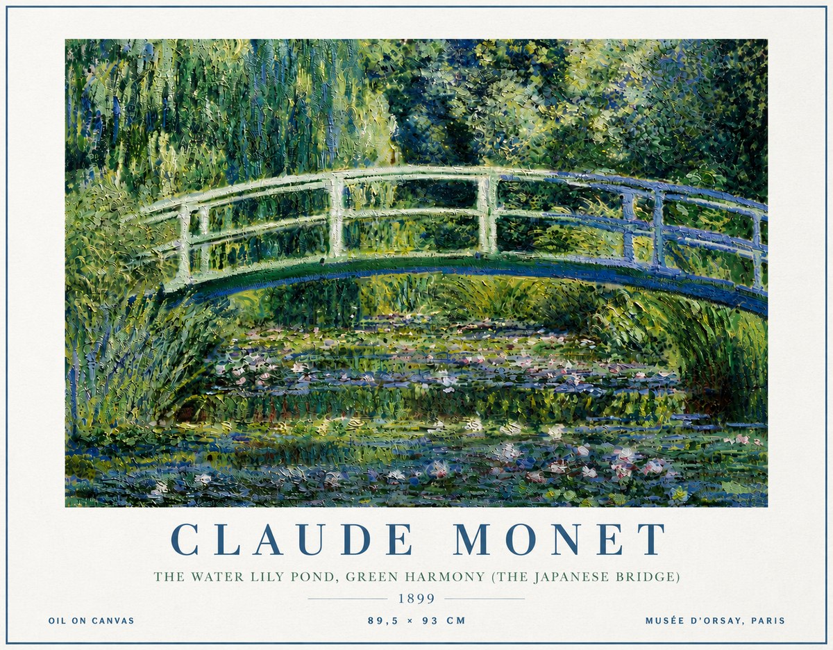 Monet The Water Lily Pond, Green Harmony (the Japanese Bridge) No6 - Affiche
