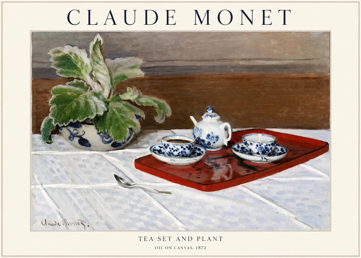 Monet Tea Set and Plant No1 - Affiche