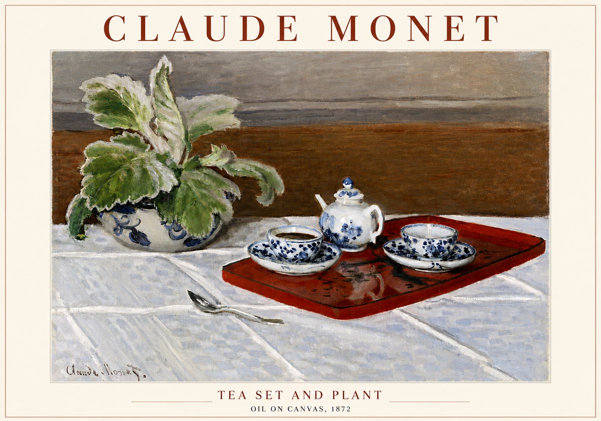 Monet Tea Set and Plant No5 - Affiche