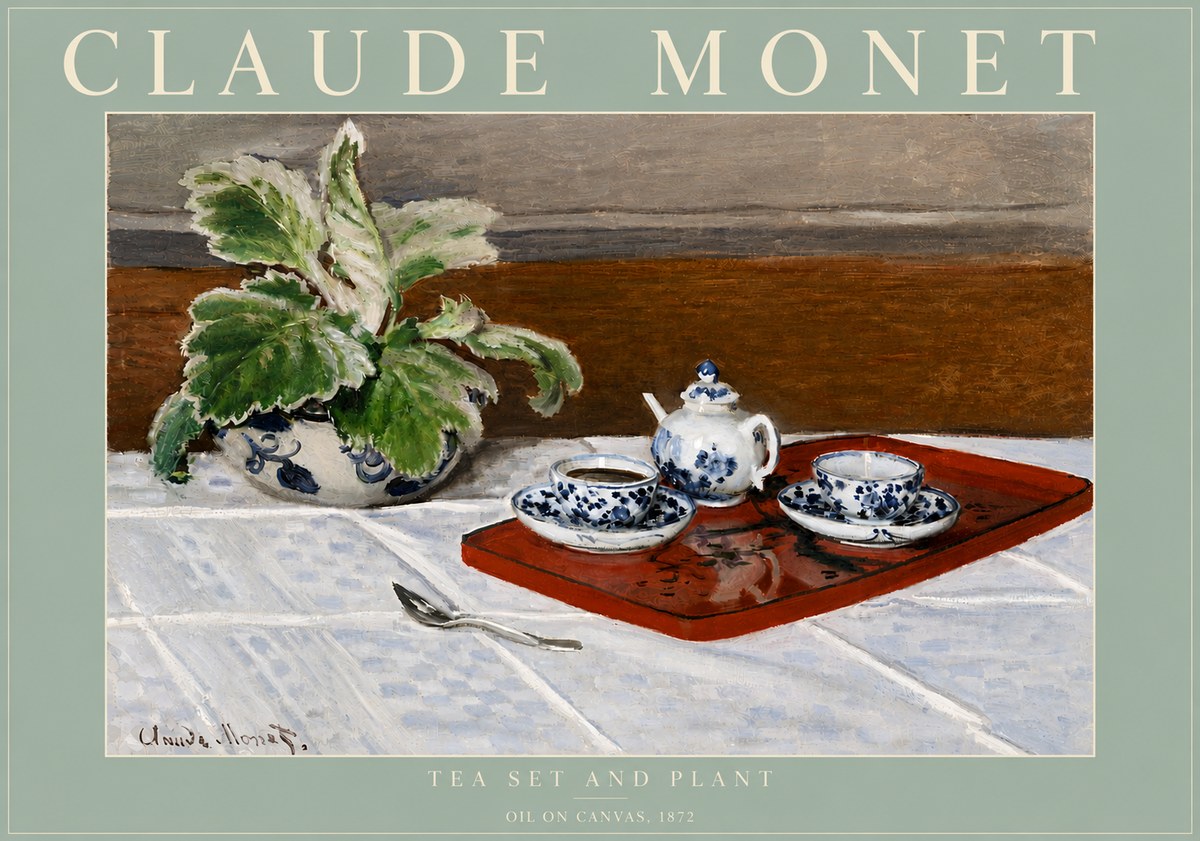Monet Tea Set and Plant No6 - Affiche