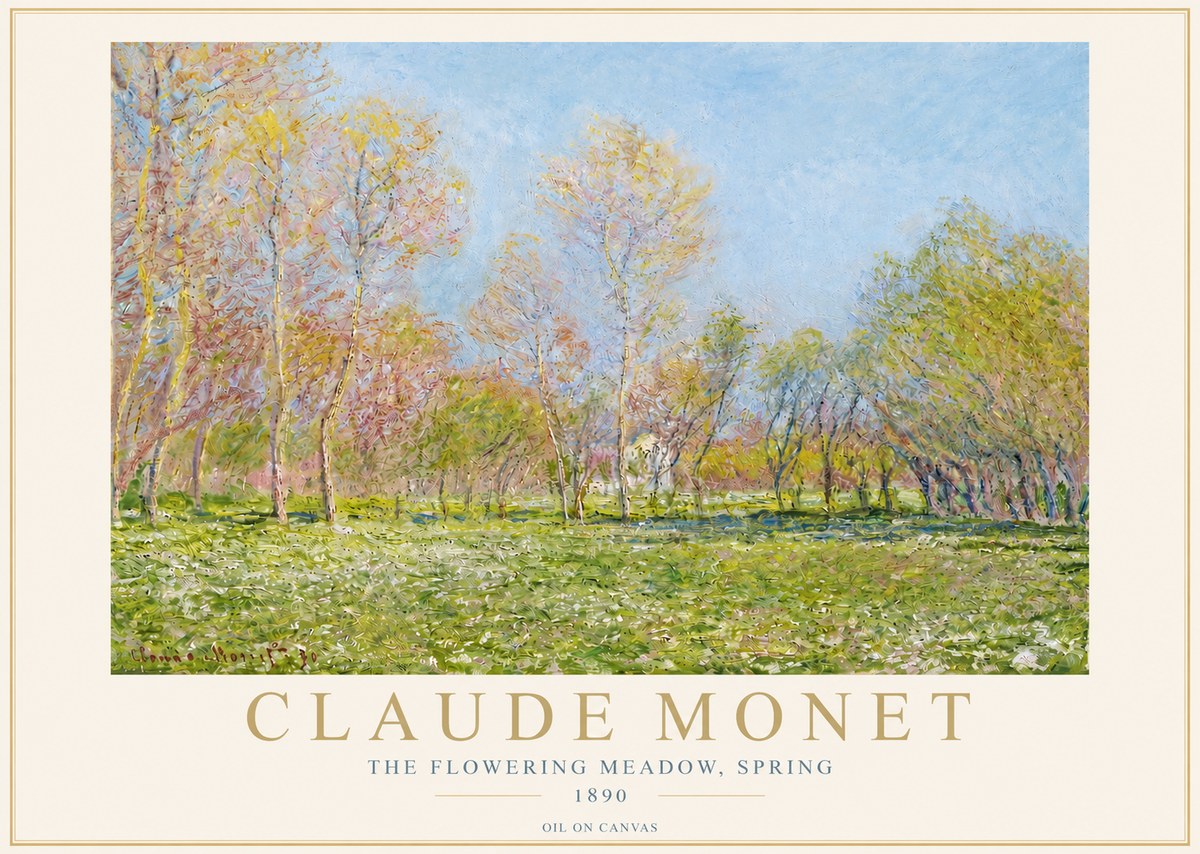Monet The Flowering Meadow, Spring No3 - Affiche
