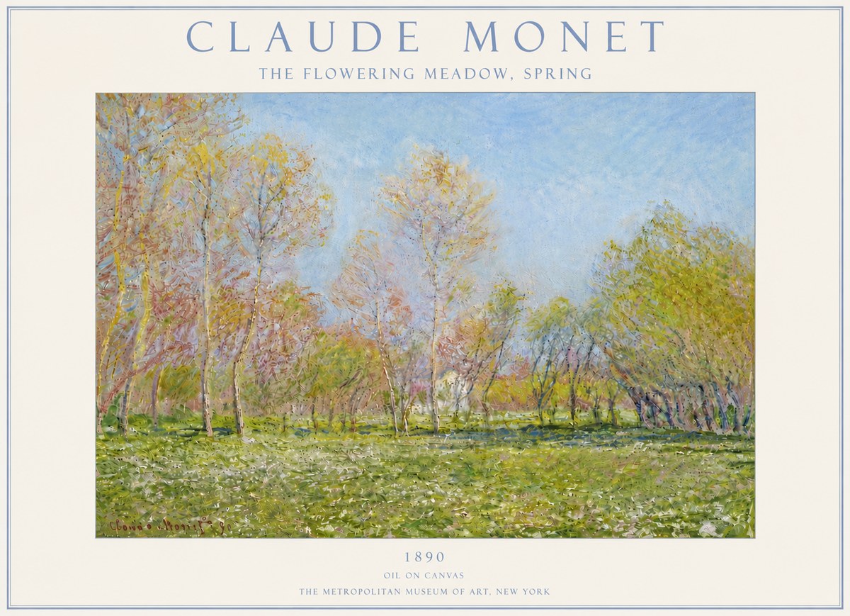 Monet The Flowering Meadow, Spring No6 - Affiche
