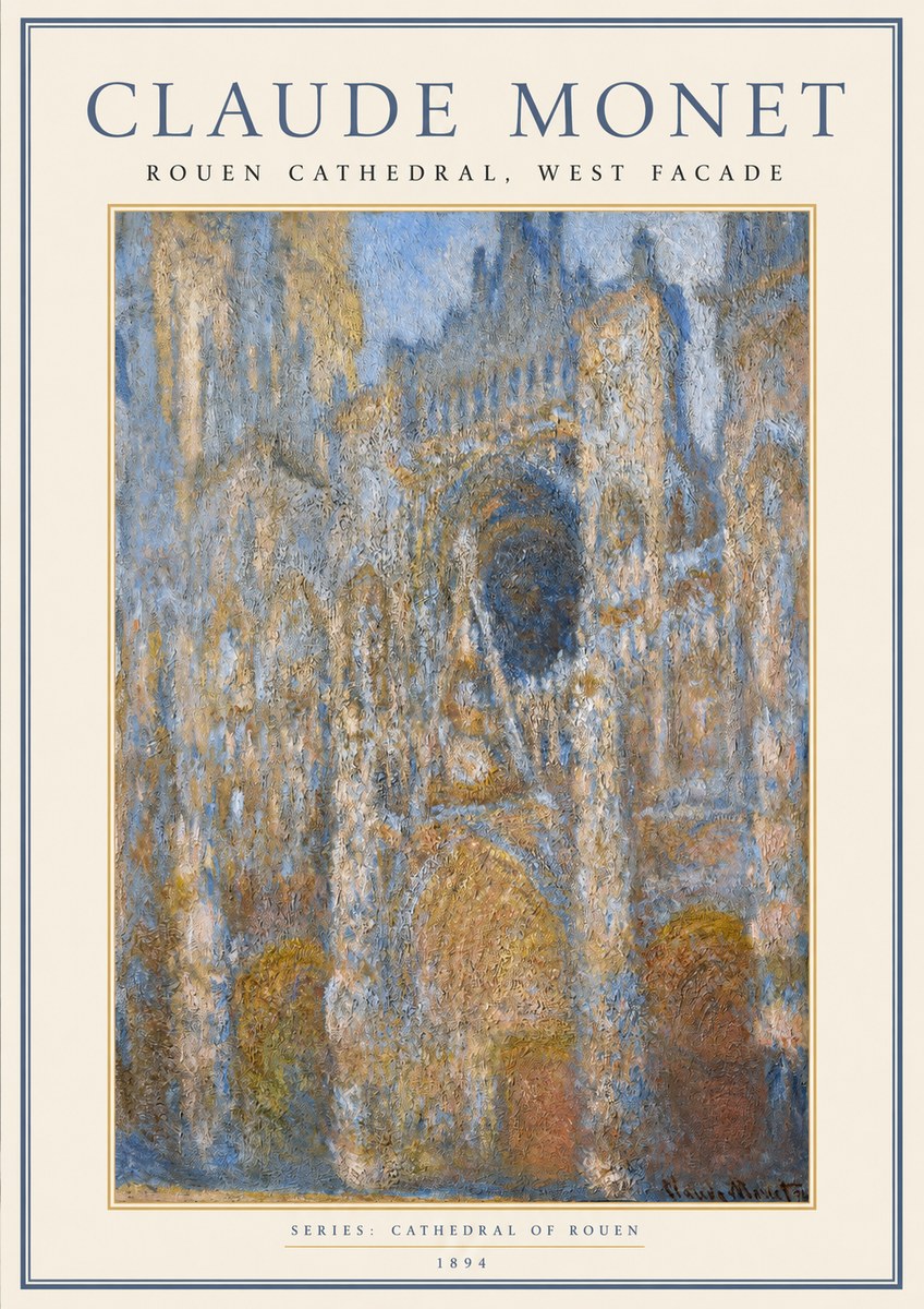 Monet Rouen Cathedral, West Facade No1 - Affiche