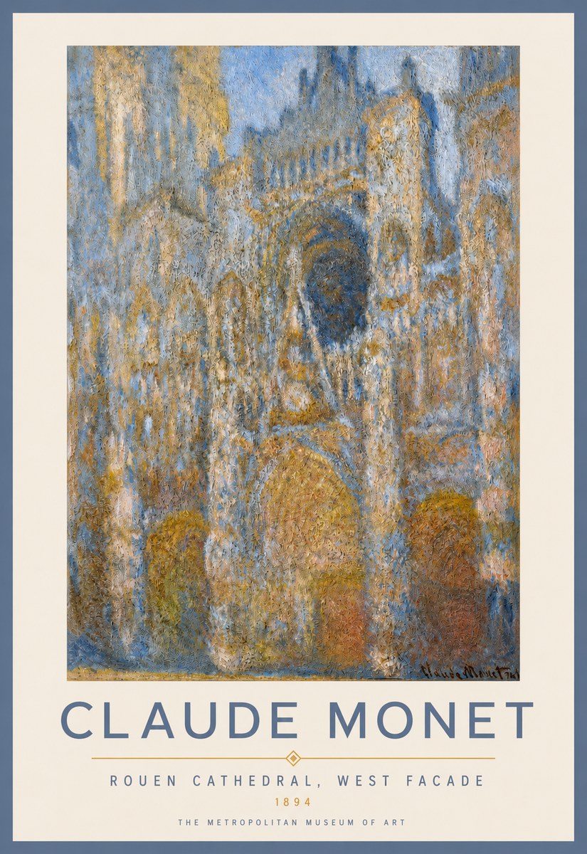 Monet Rouen Cathedral, West Facade No2 - Affiche