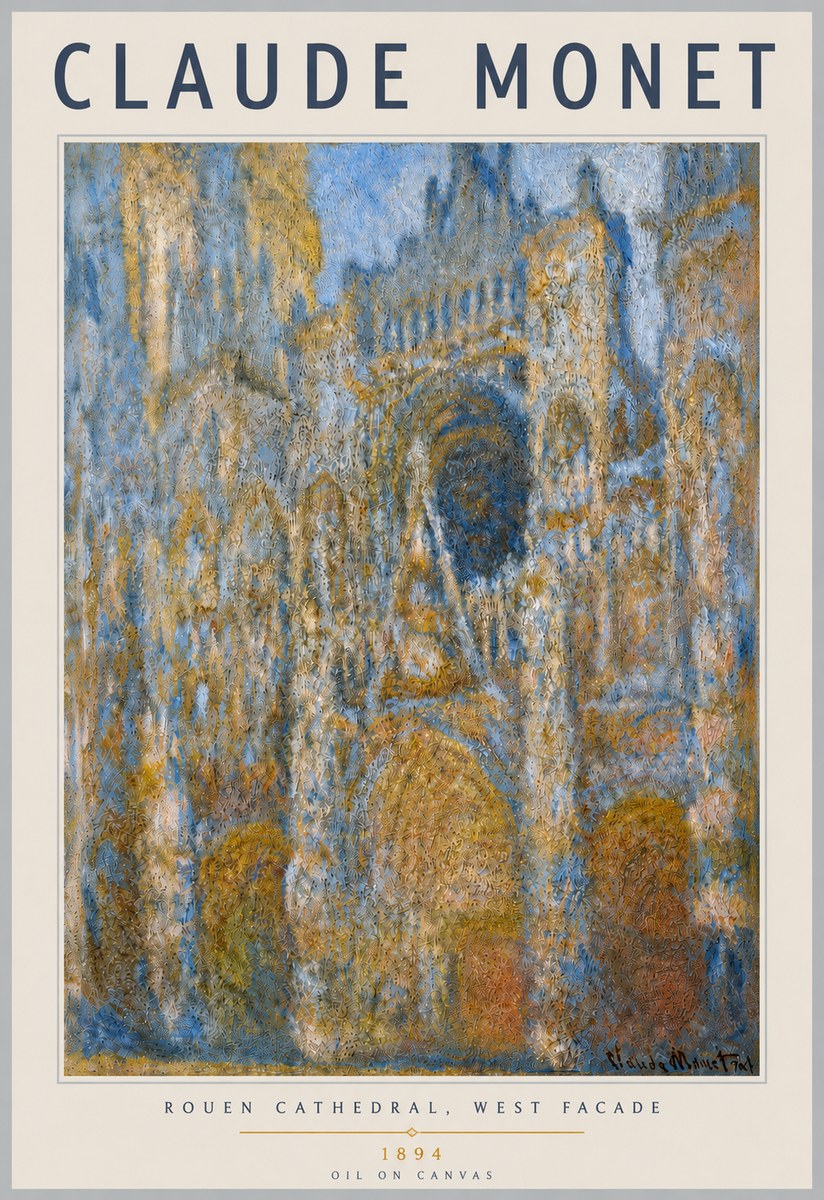 Monet Rouen Cathedral, West Facade No4 - Affiche