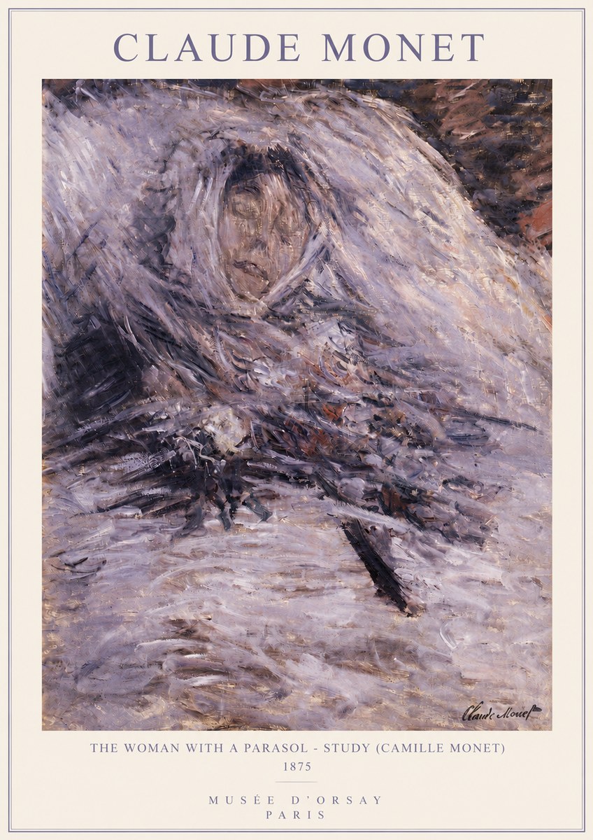 Monet The Woman with a Parasol - Study (Camille Monet) No3 - Affiche