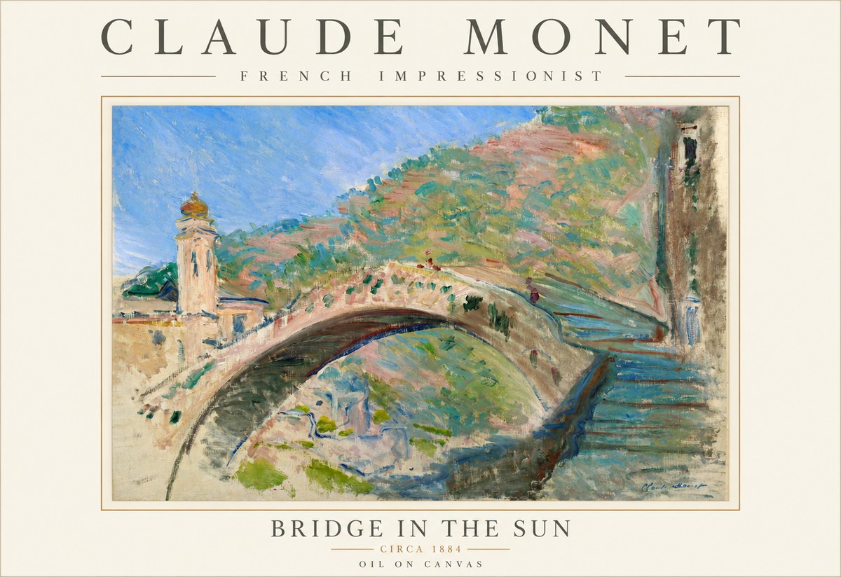 Monet Bridge in the Sun No3 - Affiche