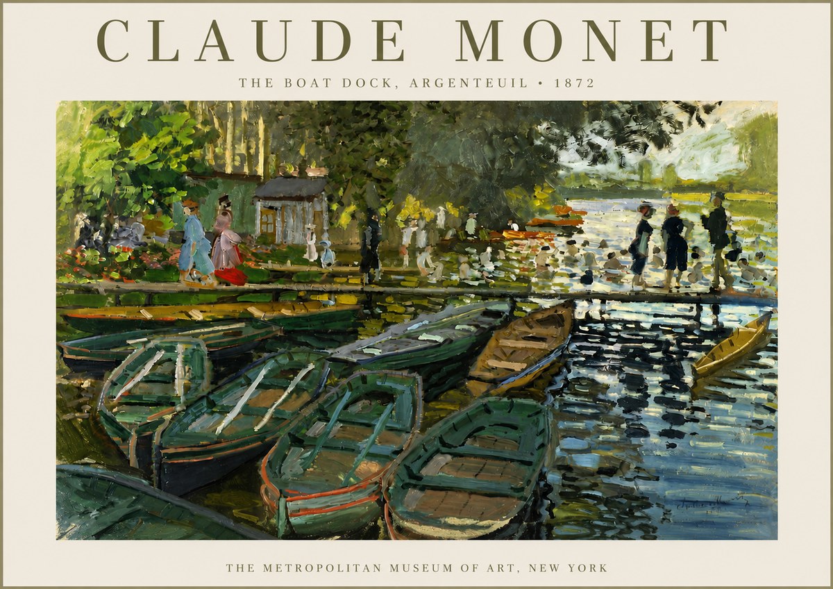 Monet The Boat Dock, Argenteuil No3 - Affiche