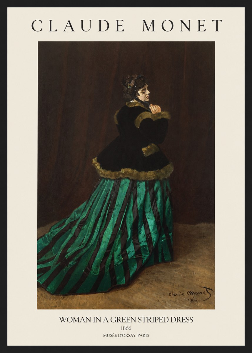 Monet Woman in a Green Striped Dress No1 - Affiche