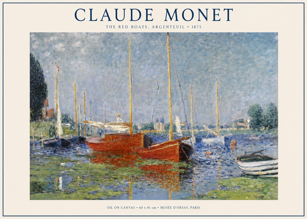 Monet The Red Boats, Argenteuil No1 - Affiche