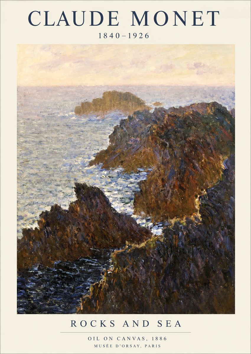 Monet Rocks and Sea No1 - Affiche