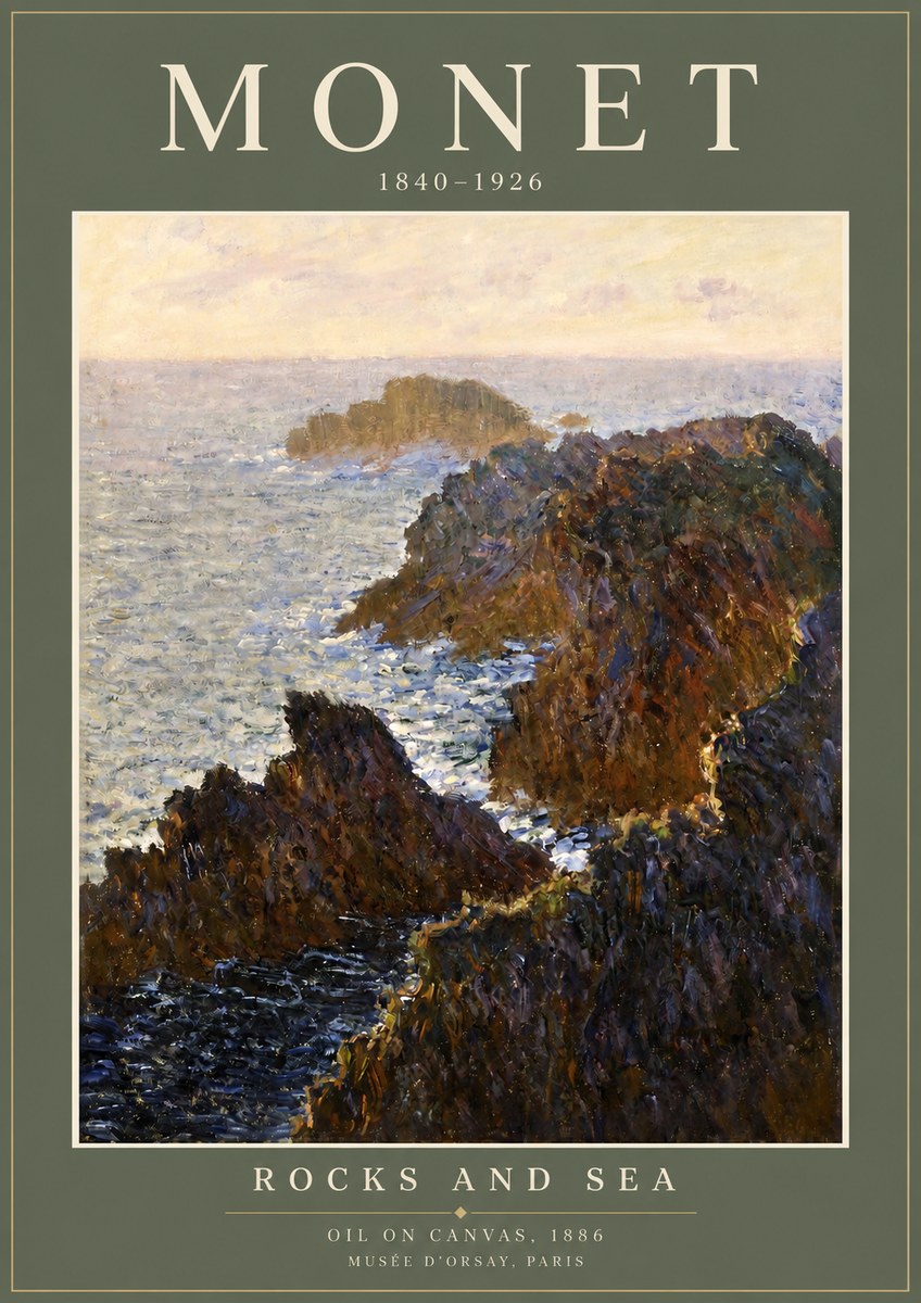 Monet Rocks and Sea No2 - Affiche