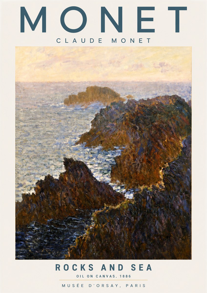 Monet Rocks and Sea No4 - Affiche