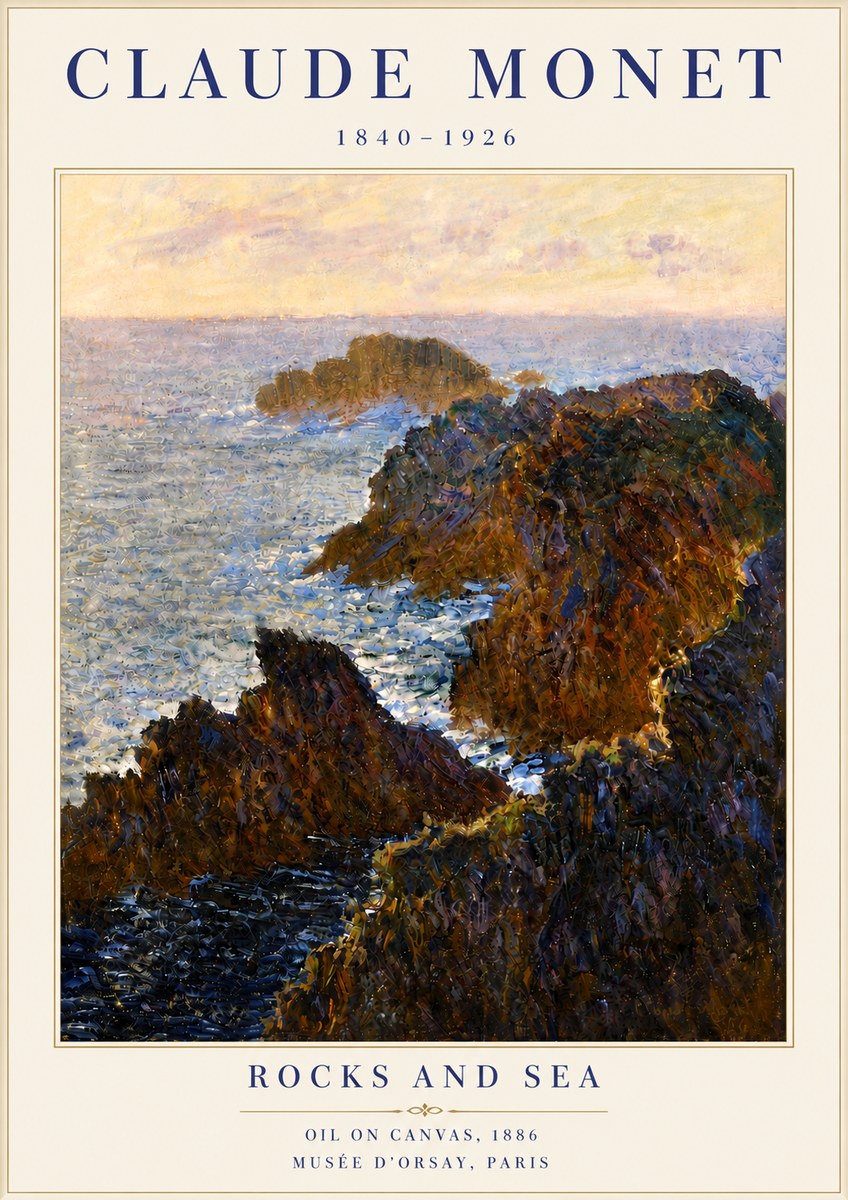 Monet Rocks and Sea No6 - Affiche